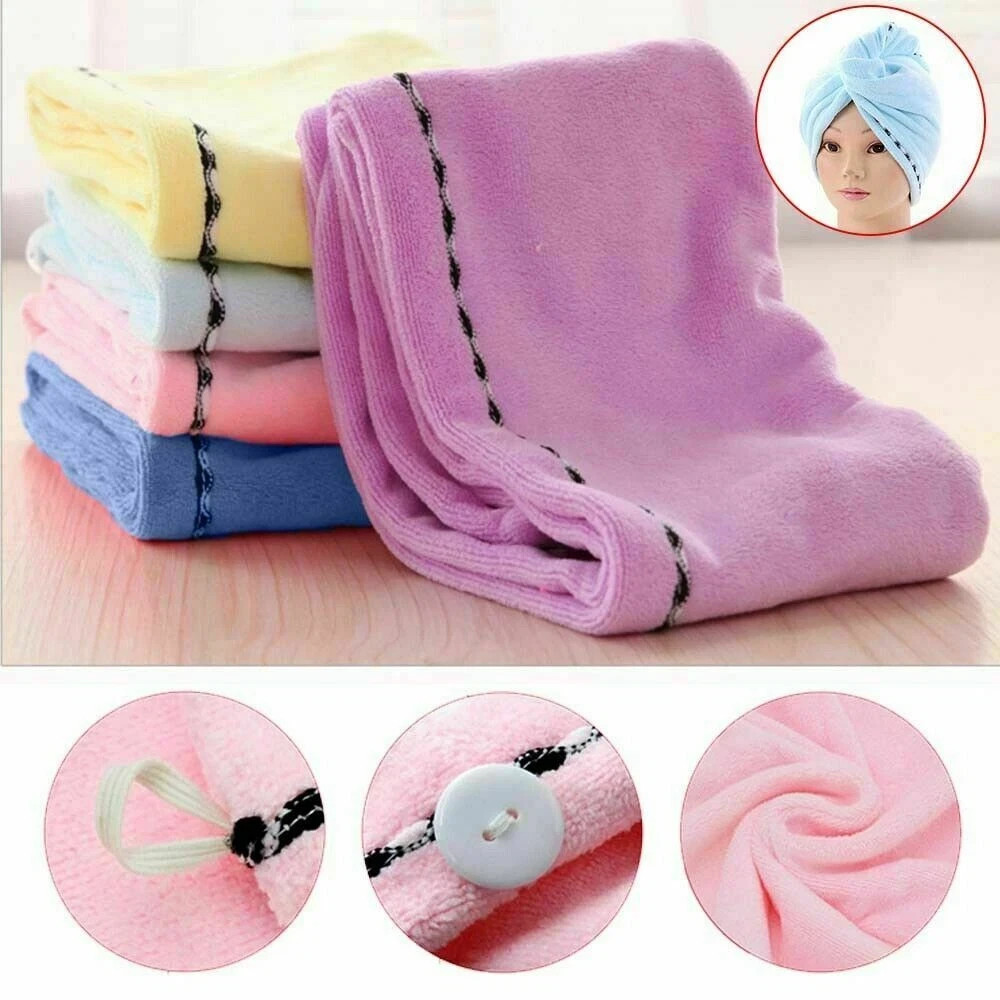 3 PCS Rapid Fast Drying Hair Absorbent Towel Turban Wrap Soft Shower Bath Cap