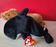 Ty Beanie Babies x 2 Paul The Walrus 1999 & Waves The Whale  1996