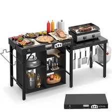 Grill Table for Blackstone Griddle, Portable Foldable Grill Table with Storag...