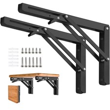 2Pcs 16" Heavy Duty Folding Shelf Brackets Wall Mounted for DIY Table Work Bench
