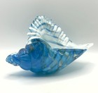 Large Blue White Art Glass Seashell Bowl Gold Aventurine Shell Ornament