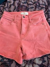 Risen Neon Coral Denim Shorts Small