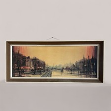 Large vintage Print Café Quai by Ron Folland Framed Parisian Street Scene