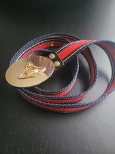 VIVIENNE WESTWOOD 2008 Striped Canvas Belt – Gold Orb Buckle 🪐✨️ RARE ARCHIVE