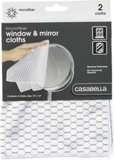 Lint-Free Microfiber Glass and Mirror Cleaning Cloths, White/Black Set of 2