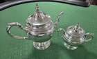 Gorham Sterling Silver Teapot #452 - 2  1/2 Pint Pedestal & #453 Sugar Container