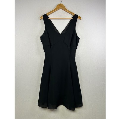 Goth Minimalist Jessica McClintock Women 13/14 Black V-Neck Fit Flare Dress  | eBay
