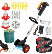 21V Cordless Electric Weed Wacker Grass Trimmer Edger Brush Cutter 3in1 w/2 Batt