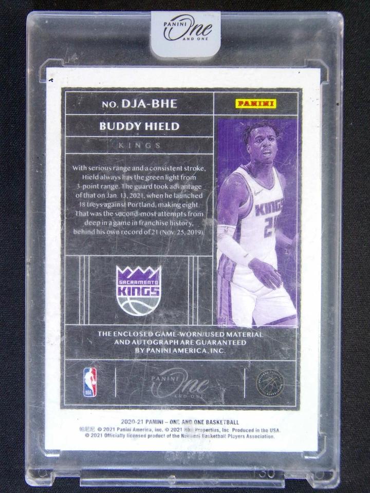 2020-21 Panini One And One Buddy Hield Auto Dual Patch Purple /25 - Image 2 of 2