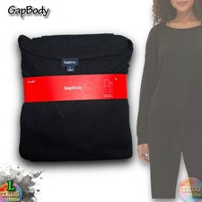 NWT GapBody Women's L 2-Pc Long Sleeve Jogger Pajama Set G1039XLLMA, True Black