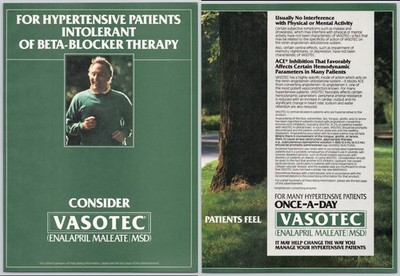 Vasotec MSD Beta Blocker Therapy Hypertension Medicine 1987 Vintage Print Ad