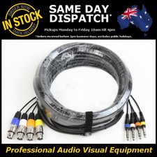 10-Metre 4-Way XLR Female - 1/4" Multicore Microphone Mic PA Cable Lead Cord 10M