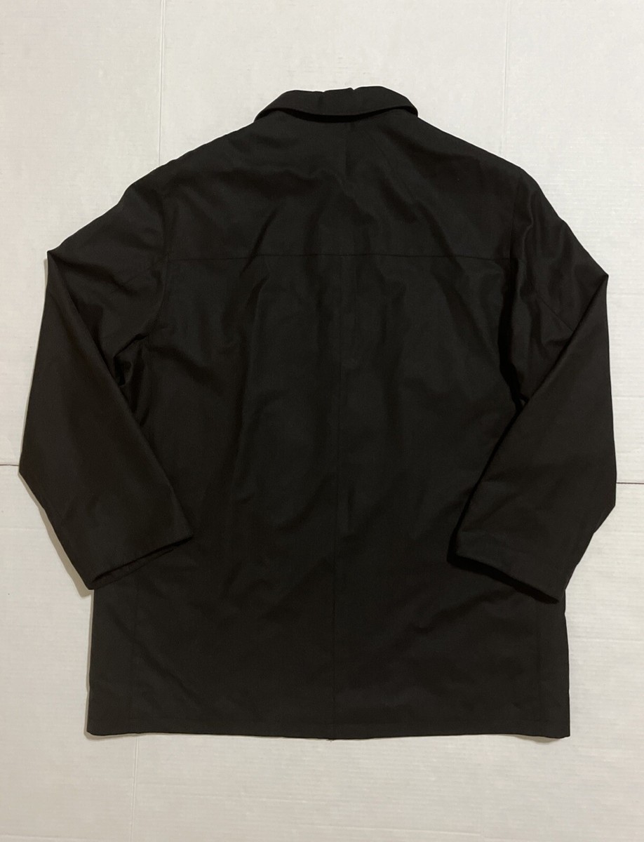 Brioni Jacket Black Wool Silk Leather Trimmed Coat Size XL Brioni Jacket Black Wool Silk Leather Trimmed Coat Size XL