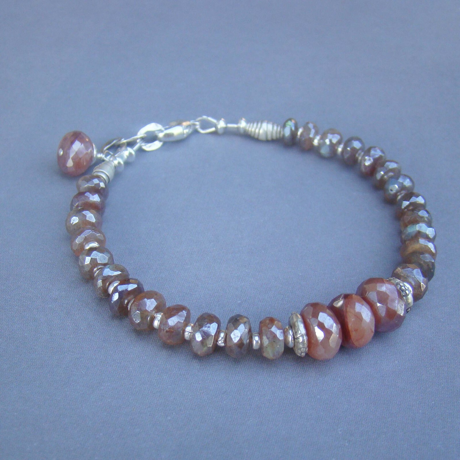 Labradorite & Peach Moonstone Adjustable Gemstone Bracelet