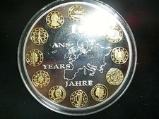GIGANT, 10 Jahre Euro/ 1 &euro;- St&uuml;cke, 70 mm, Sammlerm&uuml;nze, versilbert, NEU!