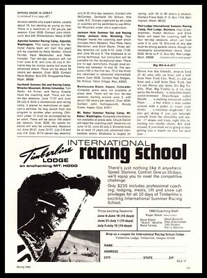 1969 Timberline Oregon Snow Ski Lodge Mt Hood Ski Racing School Vintage Print Ad