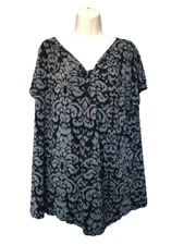 Merona Short Sleeve Shirt Size 3 Black/Gray Stretch Knit Top Women's