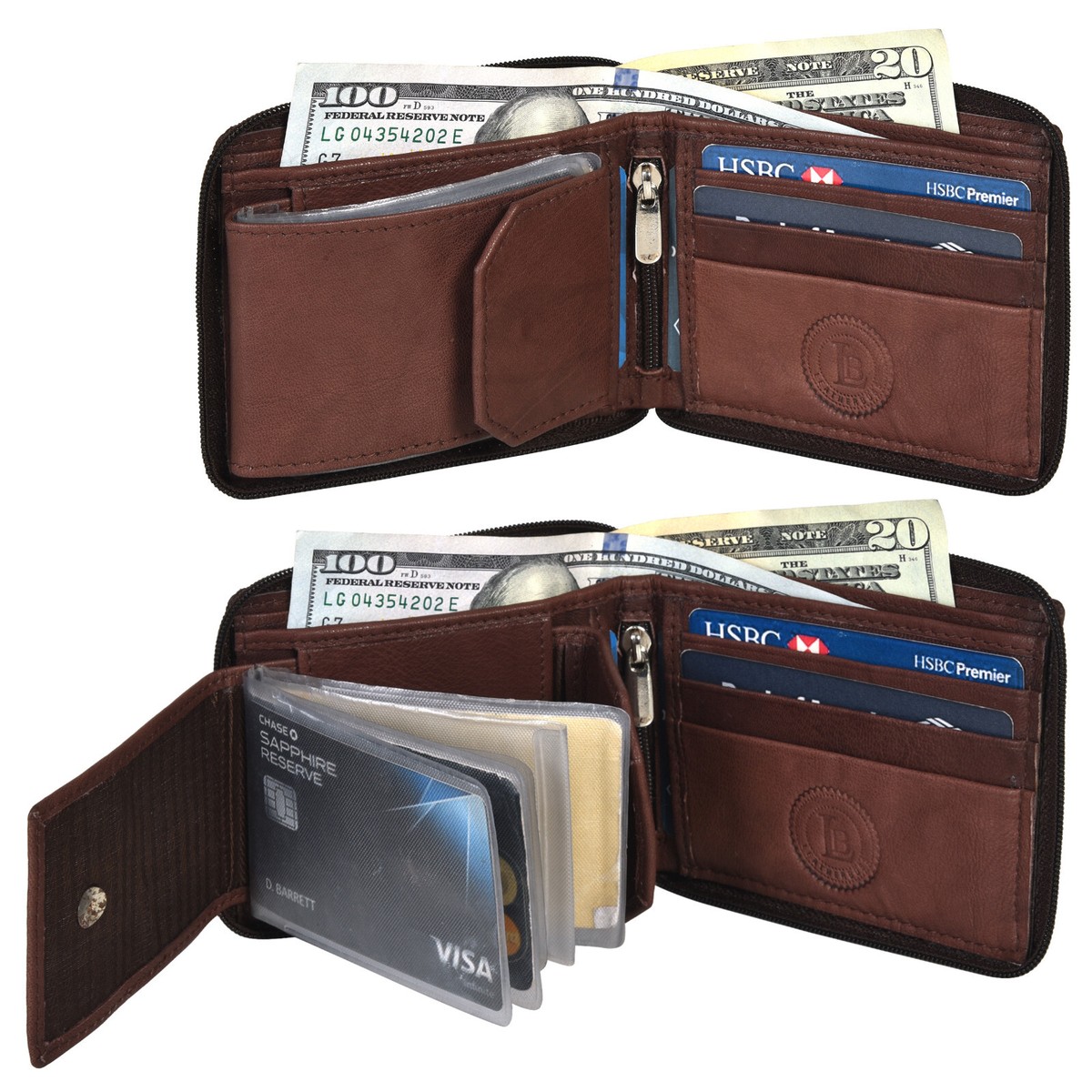Portefeuille Homme En Cuir 100% Fait Main – Porte-cartes Crédit ID, Couleur Vert Foncé, Fabriqué Au Royaume-Uni