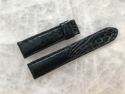 20mm/18mm Black Alligator Crocodile Embossed Leather Watch Strap Band