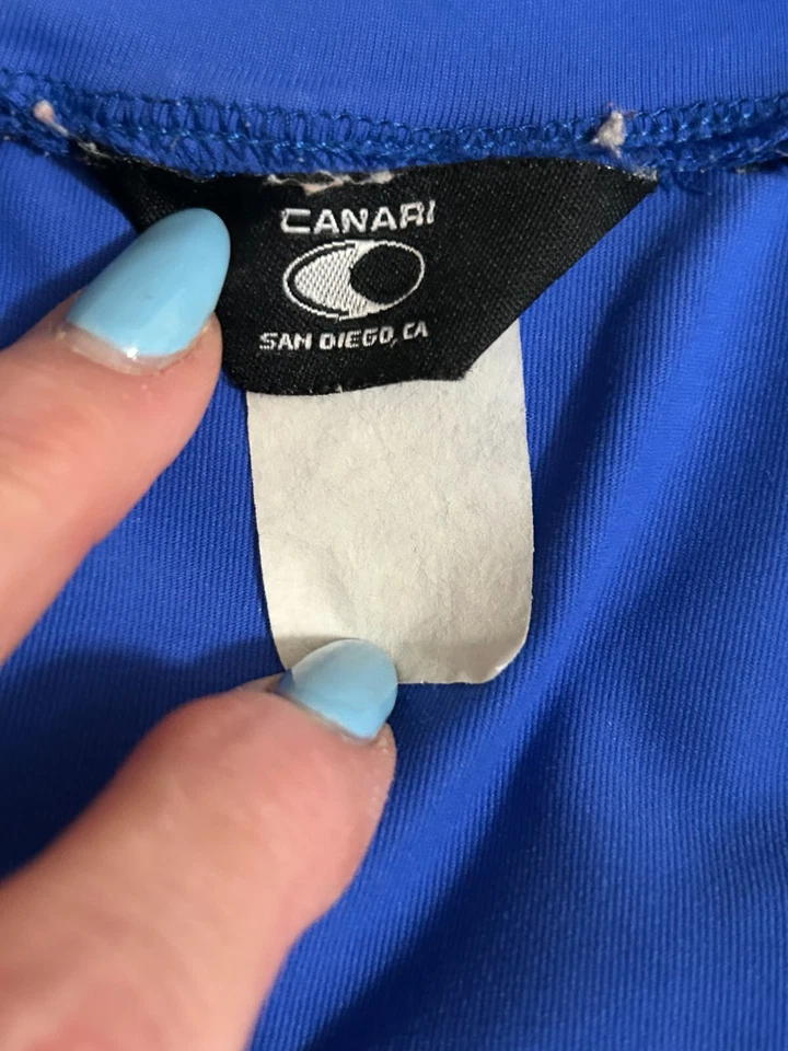 Impresionante Jersey de Ciclismo Canari Para Hombre Azul/Blanco/Negro Sin Mangas Usado en Excelente Condición 3/4 Cremallera Foto 3 de 3