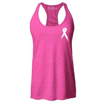 Breast Cancer Awareness White Ribbon Pocket Racerback Tank Top 0 Shirt