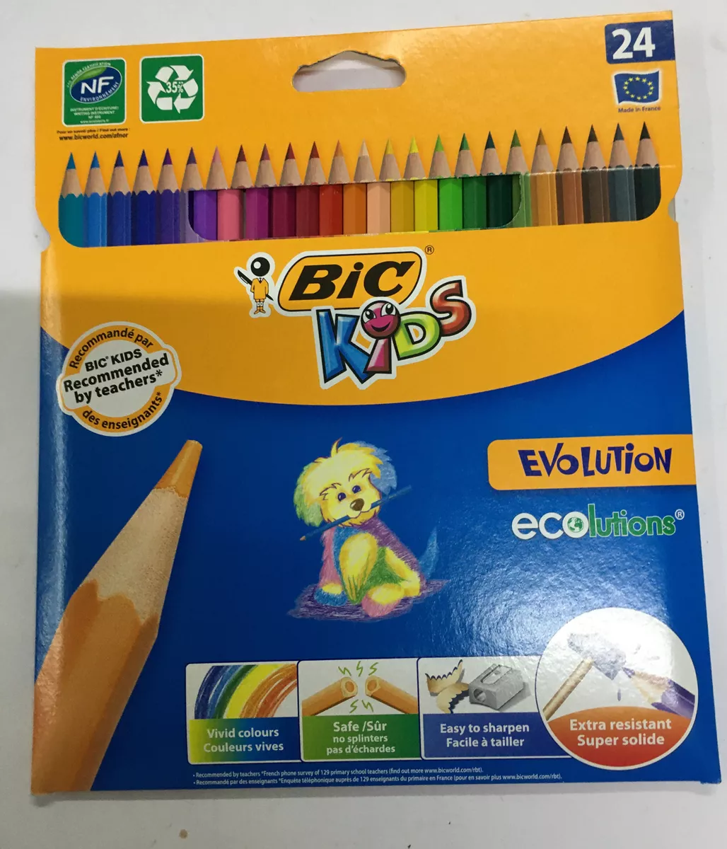 BIC Kids Evolution Colouring Pencils Pack of 24 School Home Fun Art Craft new