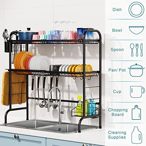 Dropship Dish Drying Rack 2 Tier Metal Kitchen Dish Rack With