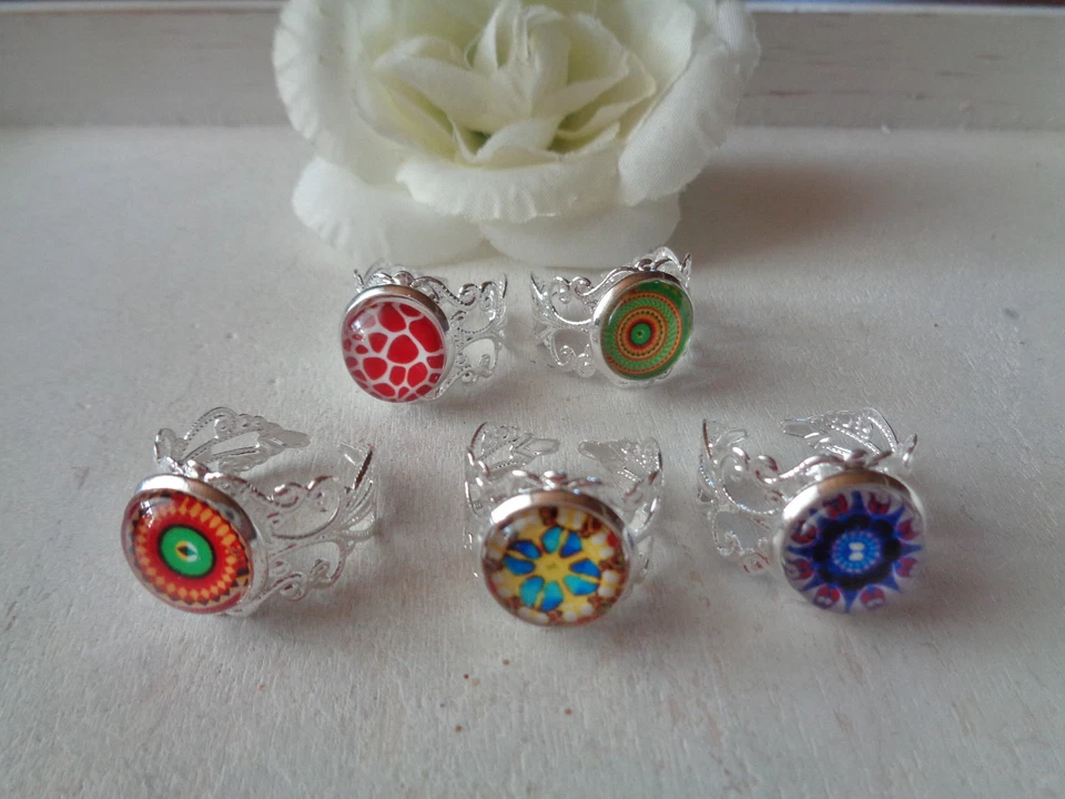 Ring silber verstellbar "Mandala - Motiv" verschiedene Varianten