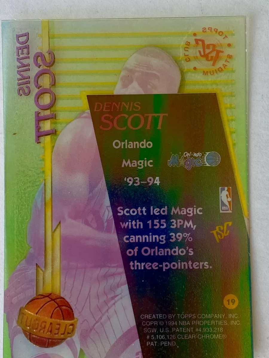 1994-95 Dennis Scott Card #19 Stadium Club Clear Cut Orlando Magic  Basketball