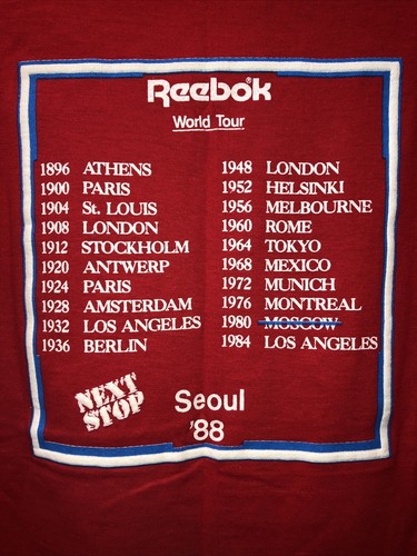 Rara maglietta Reebok Olympics World Tour 1989 nuova senza etichette made in USA anni 80 taglia large - Foto 7 di 7