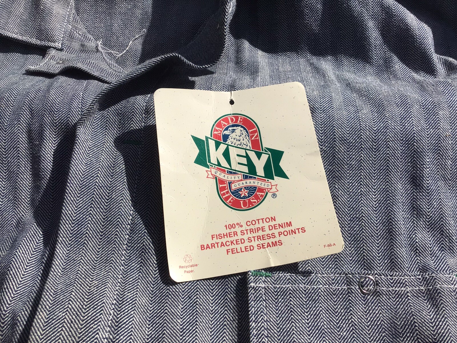 NOS. Key Brand Men's Gray Fisher Stripe Unlined Long-Sleeve Coveralls 48R Vintg image 3