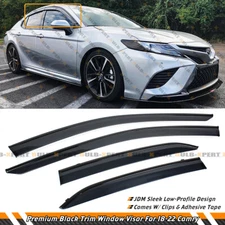 FOR 2018-2024 TOYOTA CAMRY CLIP-ON BLACK TRIM WINDOW VISOR RAIN GUARD DEFLECTOR