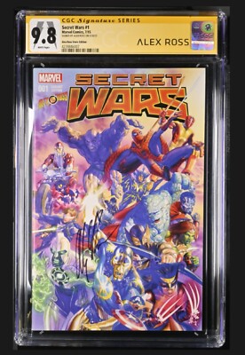Secret Wars #1  CGC 9.8 SS *SIGNED* ALEX ROSS Store Variant Cover Homage Avenger