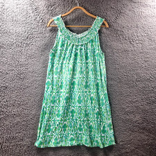 Ralph Lauren Womens Dress Size M Greeen White Stretch Knit Sleeveless A-line