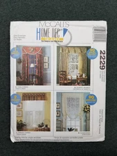 McCall's Pattern #2229 ~ Home Decor Window Toppers Curtains Valances ~ FF/UC