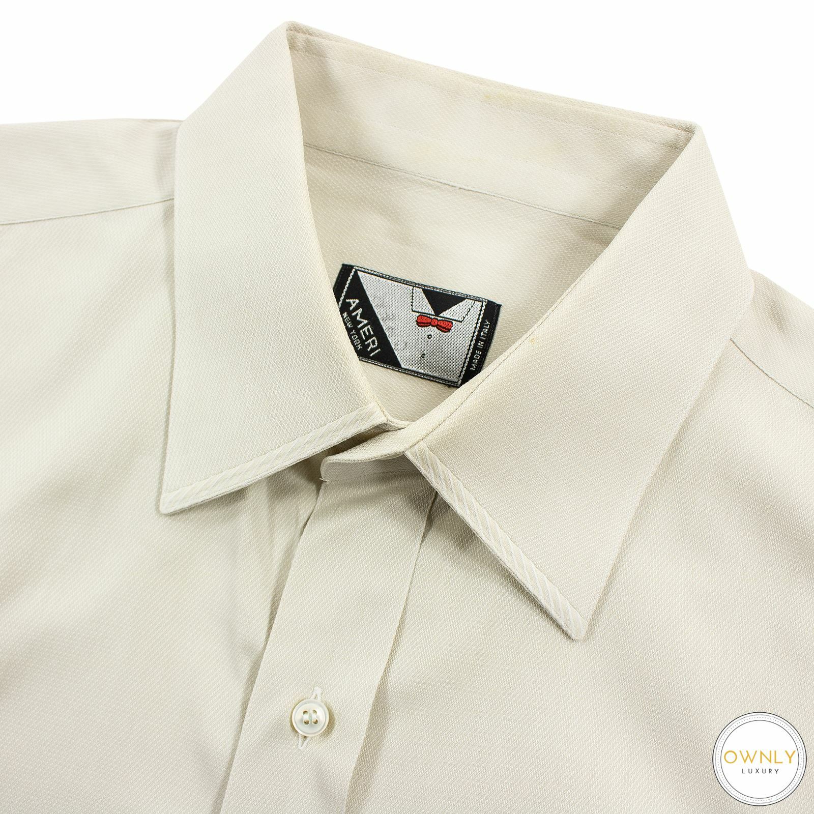 Ameri Taupe Cotton Pique MOP Btns Italy Spread Co… - image 1