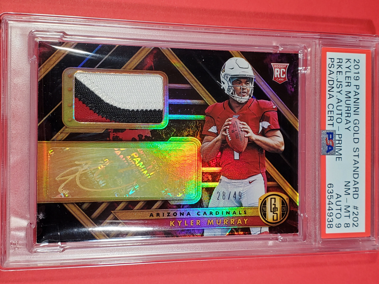 Kyler Murray Panini Gold Standard #202 Rookie Jersey Autograph-Prime