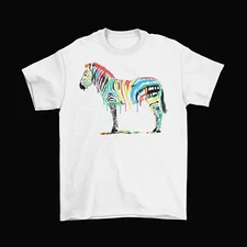 Painted Zebra T-Shirt Mens Unisex Cotton Adult Sizes Fruit Stripe Animals New 