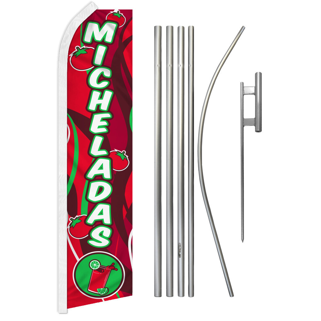 11.5ft Mexican Food Swooper Feather Flutter Flag Kit – Restaurant Tacos Tortas