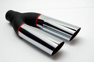 2.50 Inlet 5.00 in dia 24.00 inches long Chrome Angle Fits a 2.50  Exhaust Tip