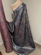 Blue Pink  Gold Silver Metallic Brocade Fabric 58” Width Sold By Yard