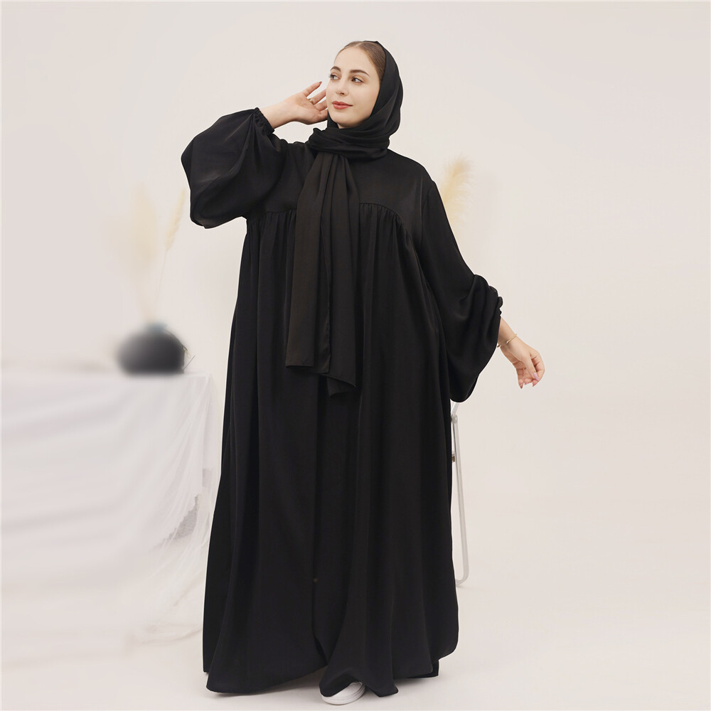 Modest Women Muslim Casual Abaya Dress Kaftan Islamic Dubai Arab Robe With Scarf