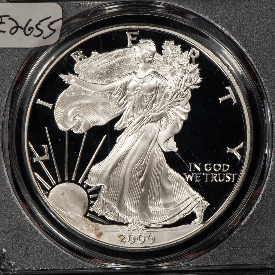 2000-P 1 oz Silver American Eagle Proof - Blue Label - PCGS PR 70 DCAM - E2655 - Image 3 of 4