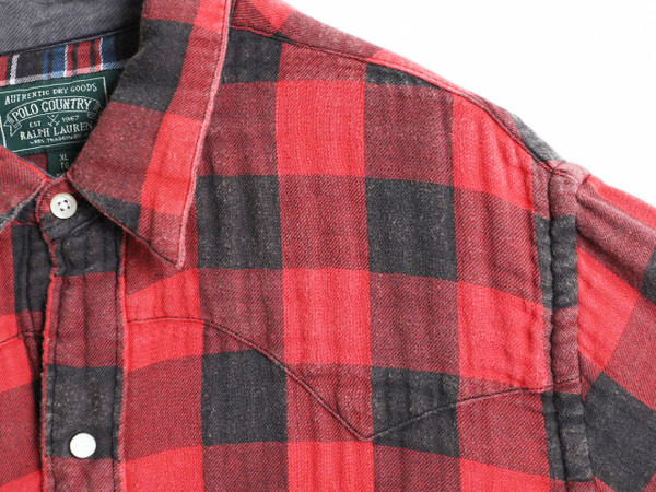 RRL RALPH LAUREN CHECK WESTERN SHIRT MEN COLOR RED x BLACK RRL RALPH LAUREN CHECK WESTERN SHIRT MEN COLOR RED x BLACK