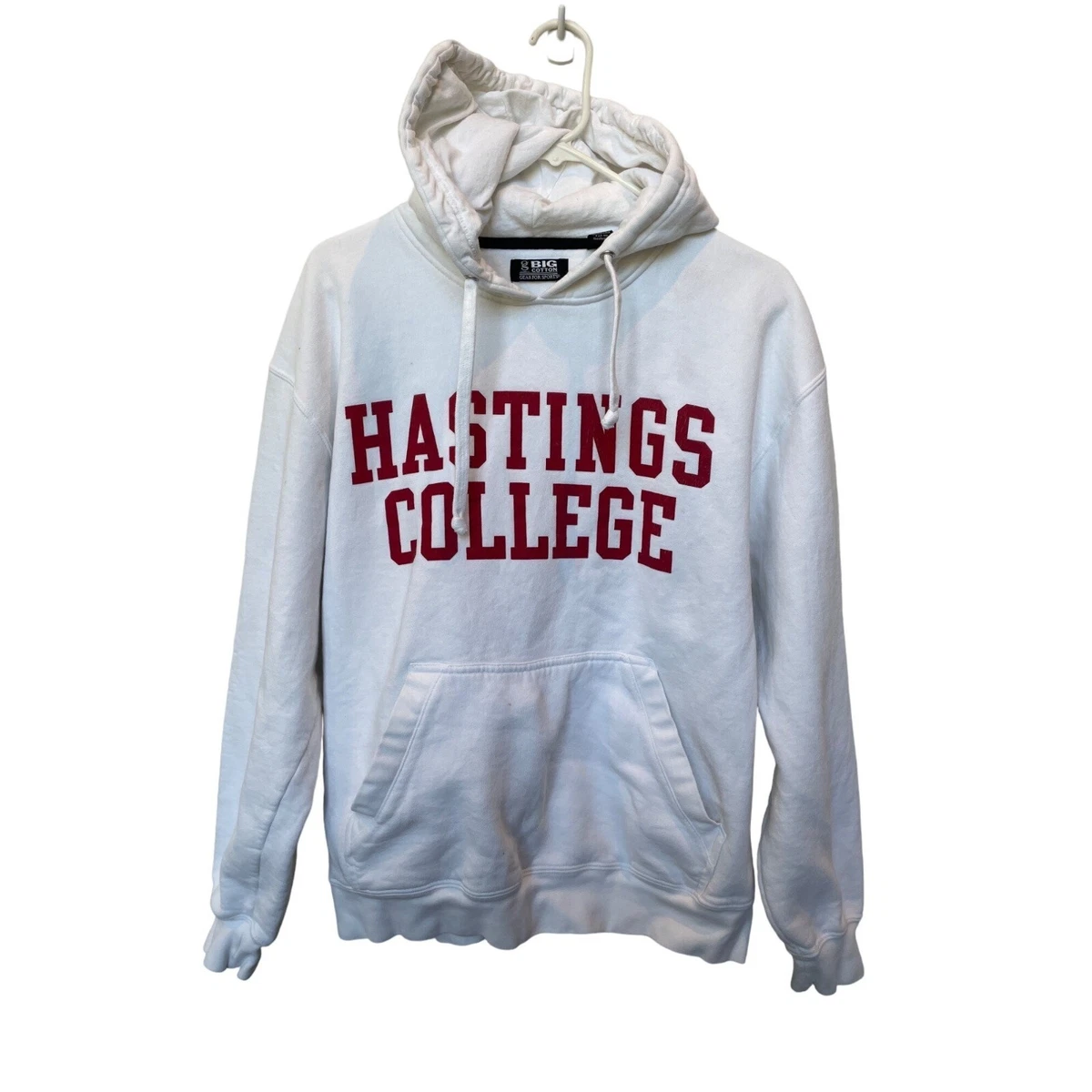Big Cotton Graphic Print Hastings College Hoodie Sweatshirt White