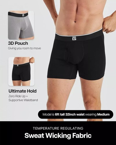 Paquete de 3 boxers de bambú Giovici para hombre grandes Reino Unido 34-36 súper suaves para máxima comodidad - Imagen 3 de 7