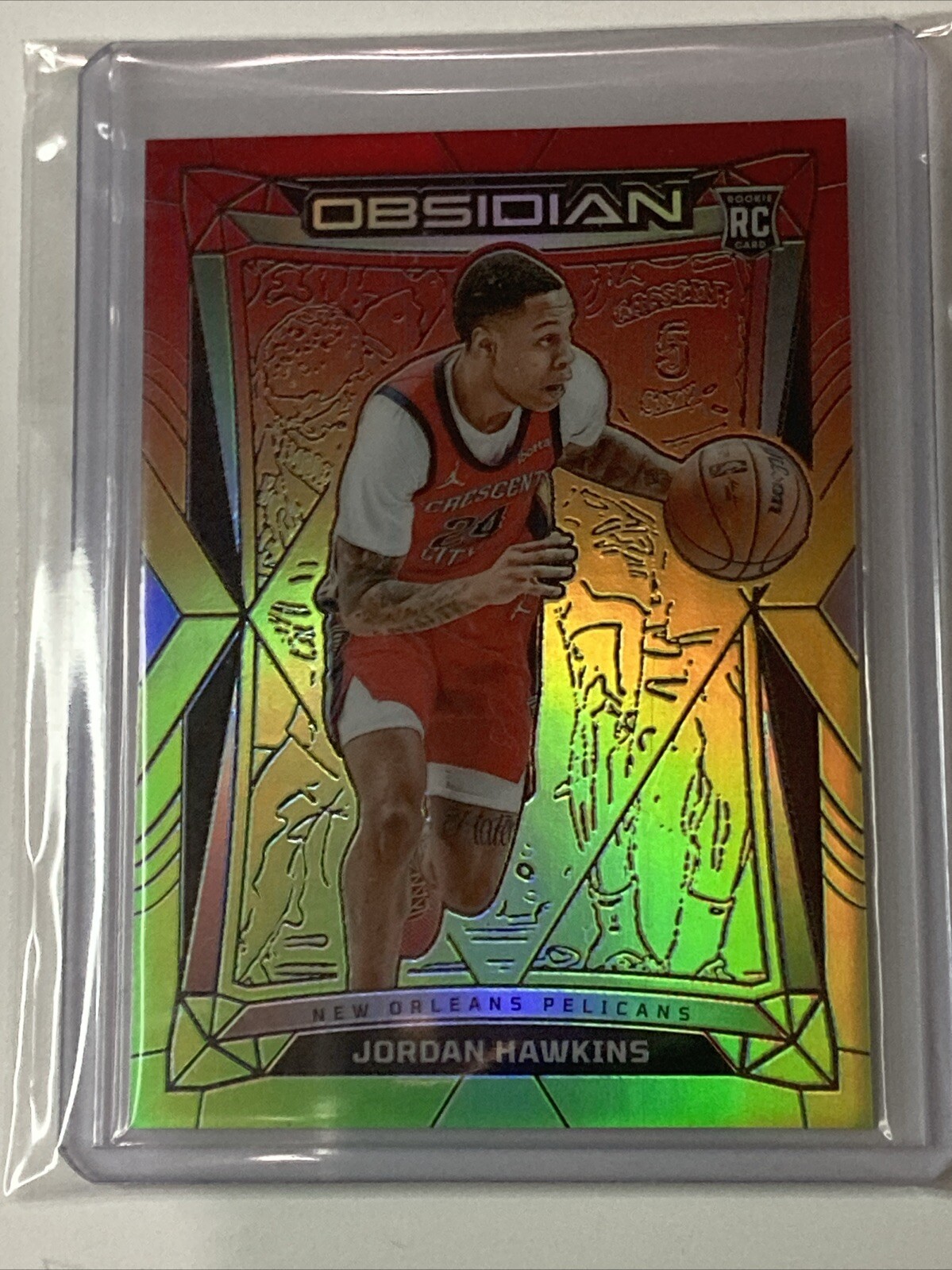2023-24 Panini Obsidian Jordan Hawkins #93 Reggae Flood Electric Etch RC /75