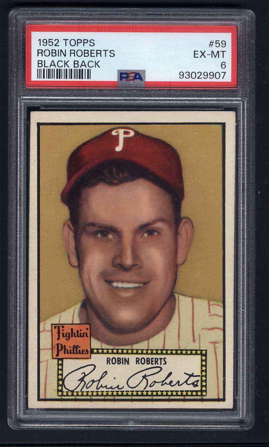 1952 Topps #59 Robin Roberts Black Back PSA 6