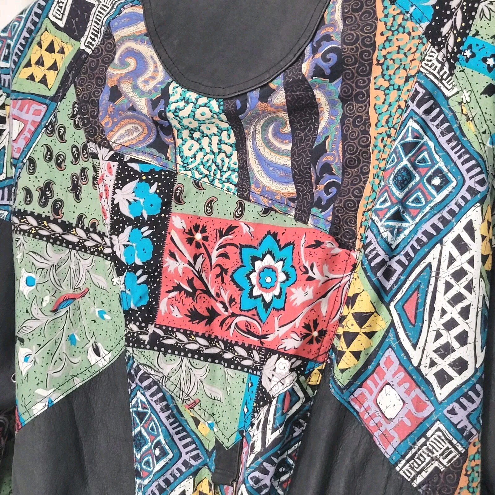 Vtg Windrift Leather Patchwork Jacket 80s 90s Col… - image 10