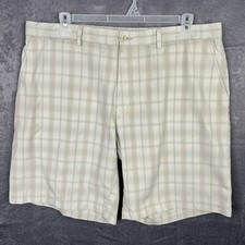 Mens PGA Tour Golf Shorts Beige Flat Front Size 40 40Wx10L 